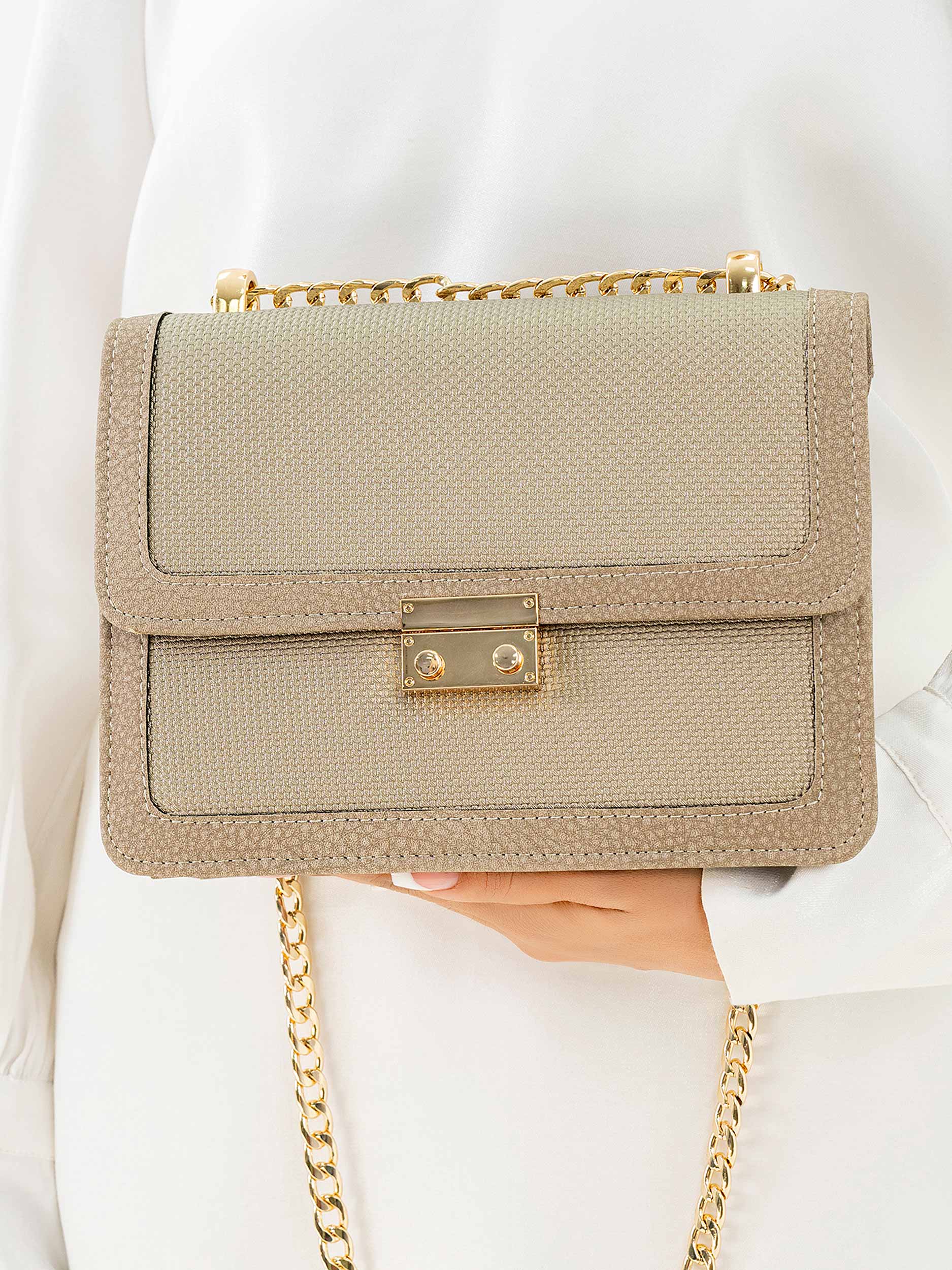 Textured Baguette Handbag